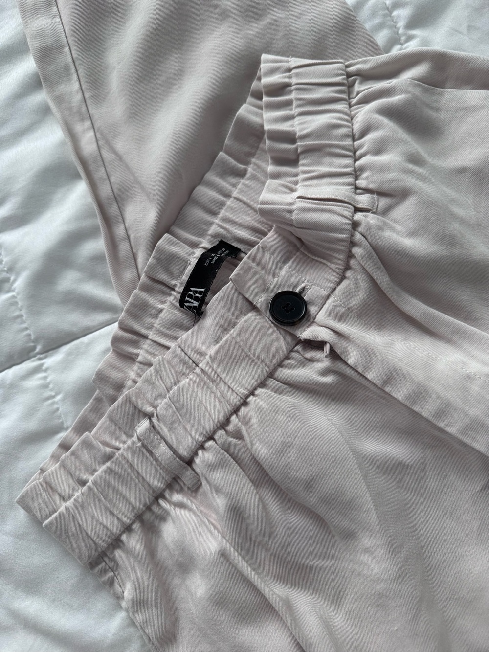 ZARA Soft Light Beige Elastic Waist Pants